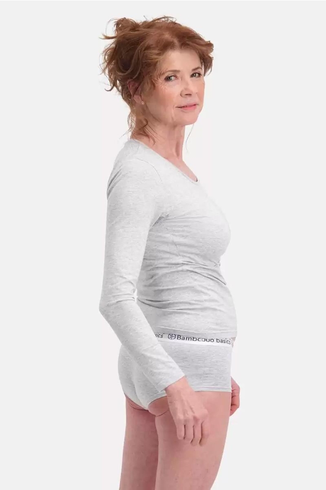 Bamboo basics grijze dames ondergoed | Model zijaanzicht