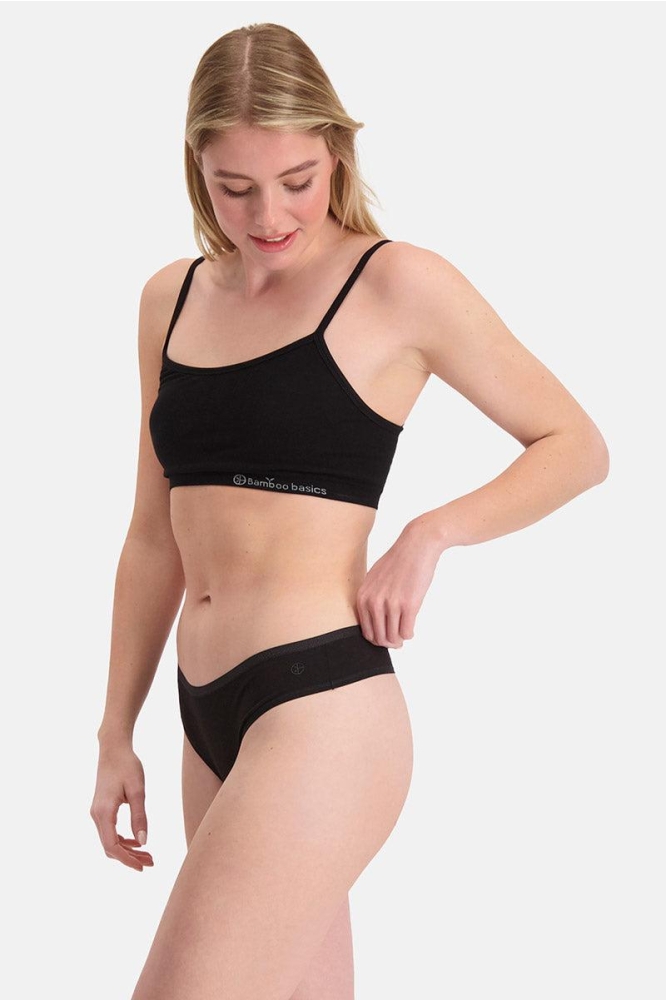 Bamboo basics zwarte dames ondergoed | Model zijaanzicht