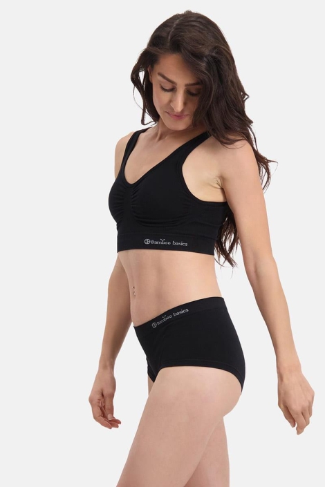 Bamboo basics zwarte dames ondergoed | Model zijaanzicht