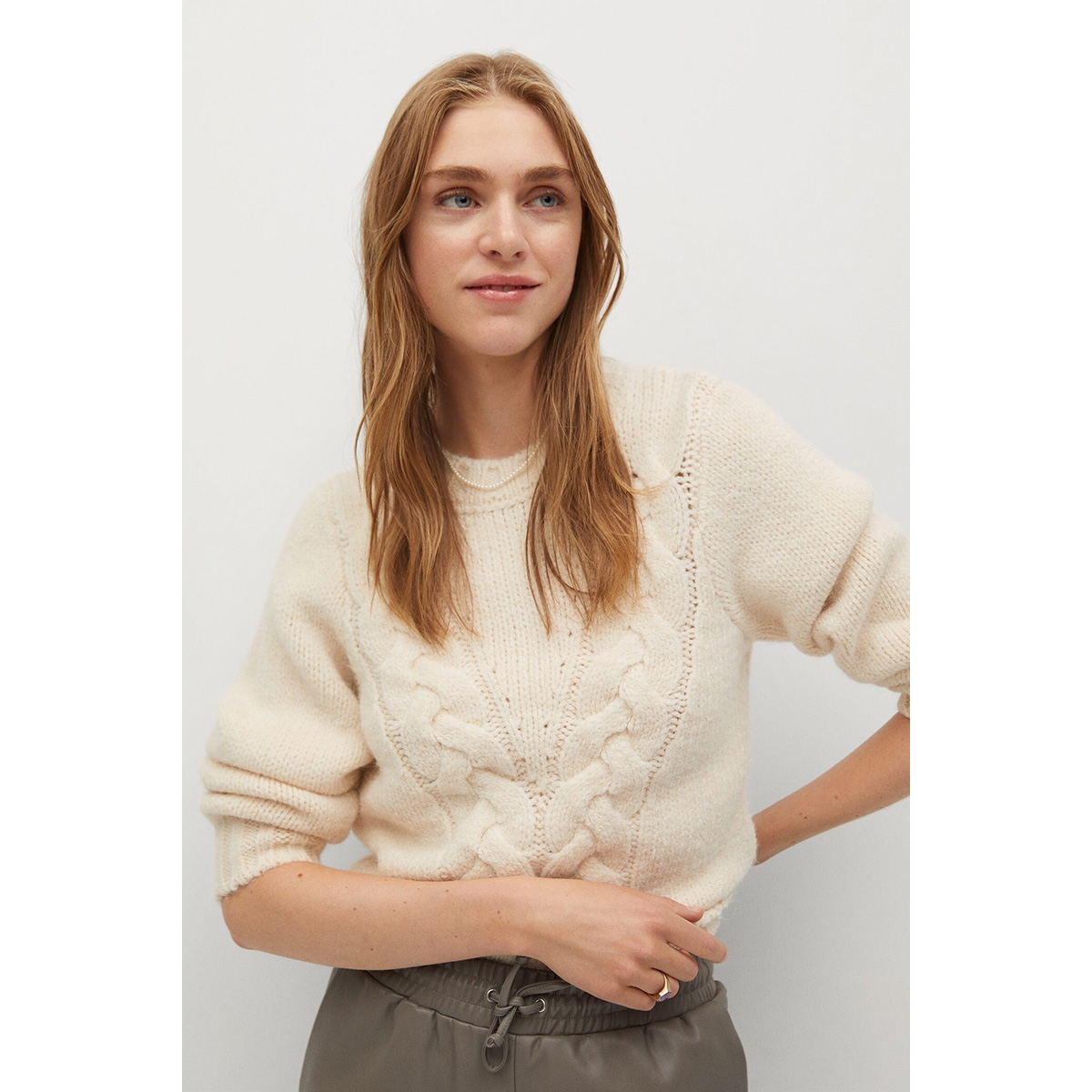 ajour kabeltrui 77015949 mango trui 05 Mango ajour trui beige | wehkamp