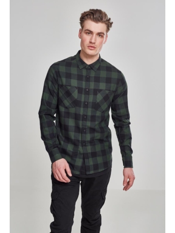 Urban Classics Overhemd CHECKED FLANELL SHIRT TB297 BLK/FOREST
