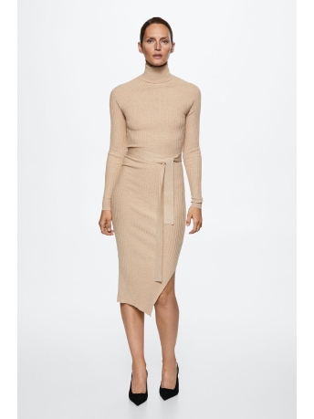 Mango Jurk GERIBDE JURK MET OMGESLAGEN COL 37067746 07