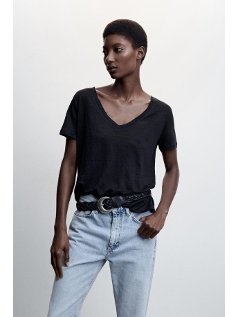 Mango T-shirt LINNEN T SHIRT MET V HALS 47046303 99