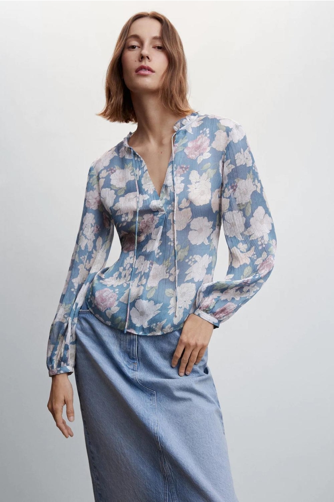 GEBLOEMDE BLOUSE MET STRIK 47035858 52