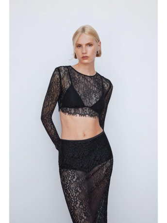 Mango T-shirt CROP TOP MET KANT 57013824 99