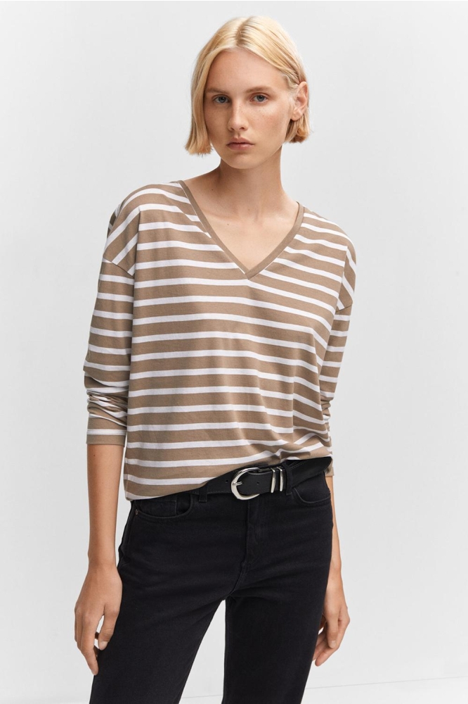 KATOENEN T SHIRT MET V HALS 57014404 06