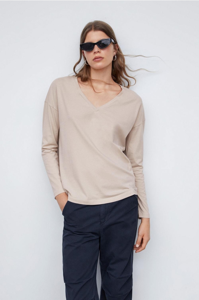 KATOENEN T SHIRT MET V HALS 57014404 08