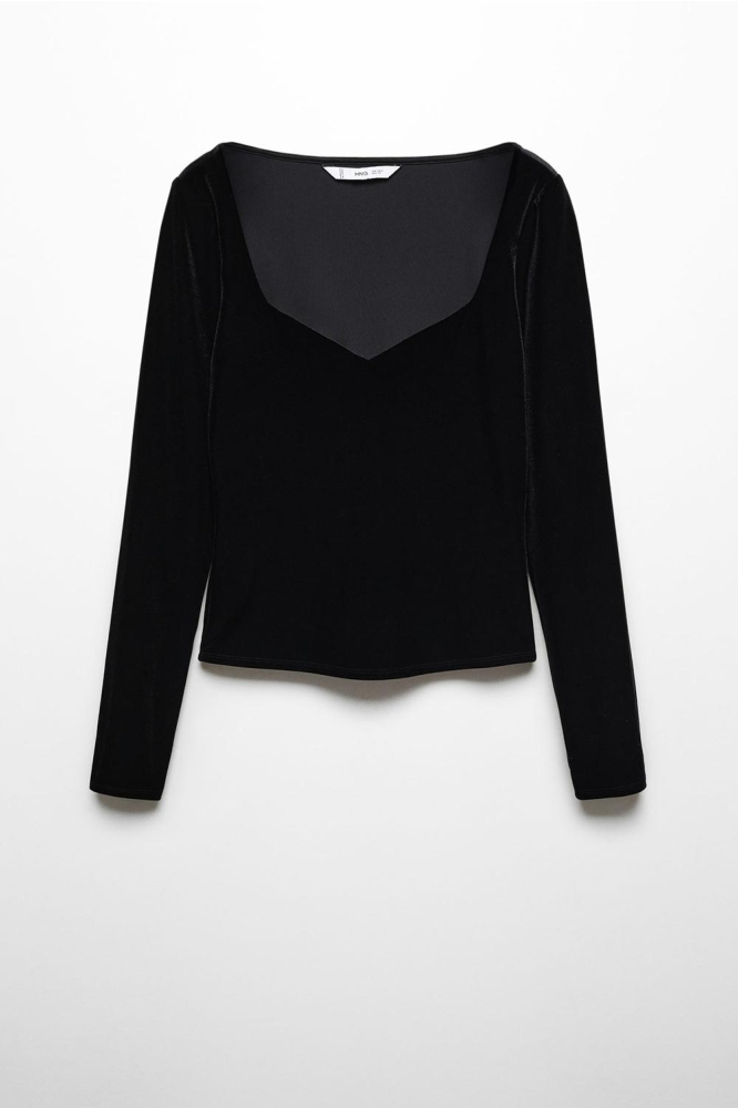FLUWELEN T SHIRT MET DIEP DECOLLETE 57009118 99