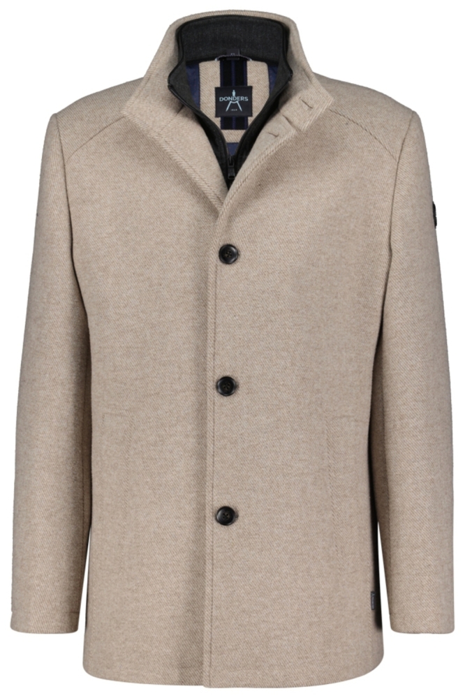 Donders beige heren jas | Vooraanzicht