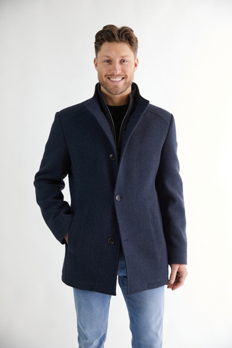 Donders blauwe heren jas | Model vooraanzicht