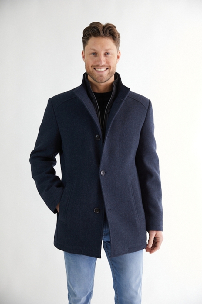 Donders blauwe heren jas | Model vooraanzicht