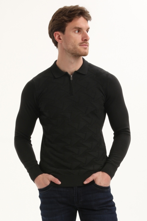 Gabbiano zwarte heren polo | Model vooraanzicht