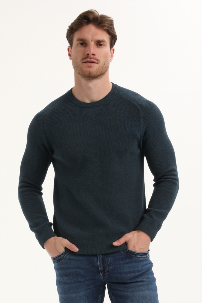Gabbiano blauwe heren trui | Model vooraanzicht