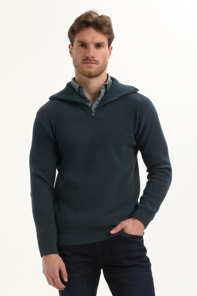 Gabbiano blauwe heren trui | Model vooraanzicht