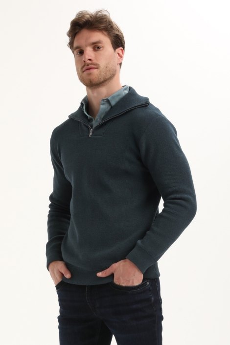 Gabbiano blauwe heren trui | Model zijaanzicht