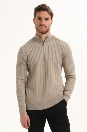 Gabbiano Trui HALFZIP TRUI MET STREEPSTRUCTUUR 615768 4445 taupe