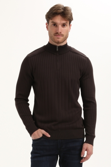 Gabbiano Trui HALFZIP TRUI MET STREEPSTRUCTUUR 615768 5702 oak brown