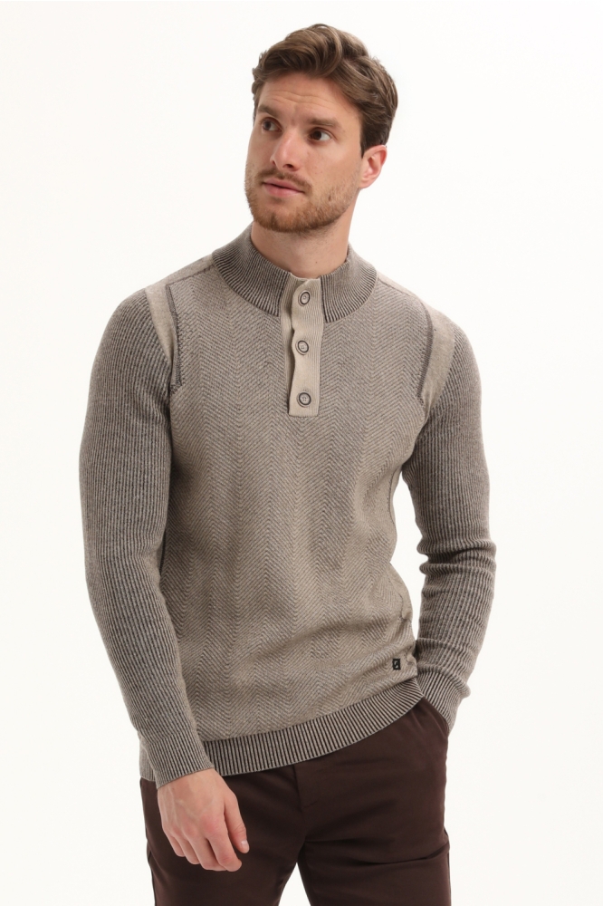 Gabbiano taupe dames trui | Model vooraanzicht