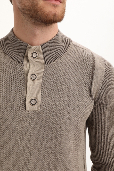 Gabbiano taupe heren trui | Close up