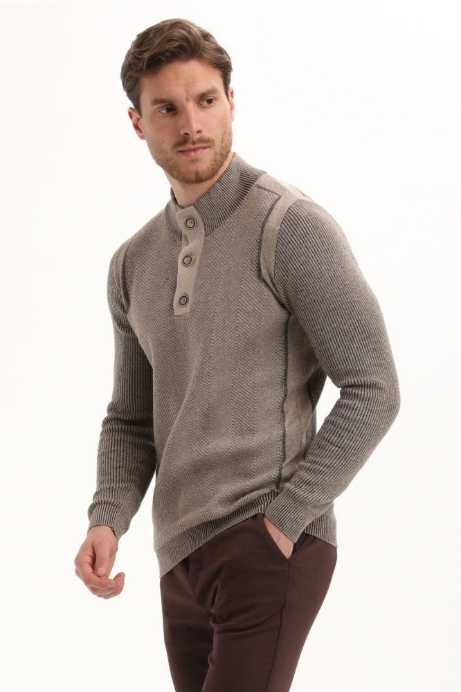 Gabbiano taupe dames trui | Model zijaanzicht