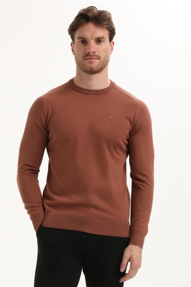 Gabbiano taupe heren trui | Model vooraanzicht