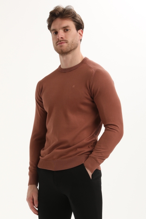 Gabbiano taupe heren trui | Model zijaanzicht