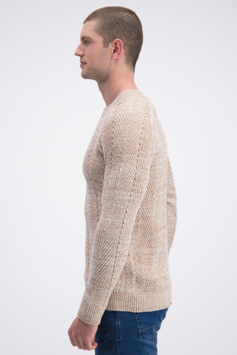 Gabbiano beige heren trui | Model zijaanzicht