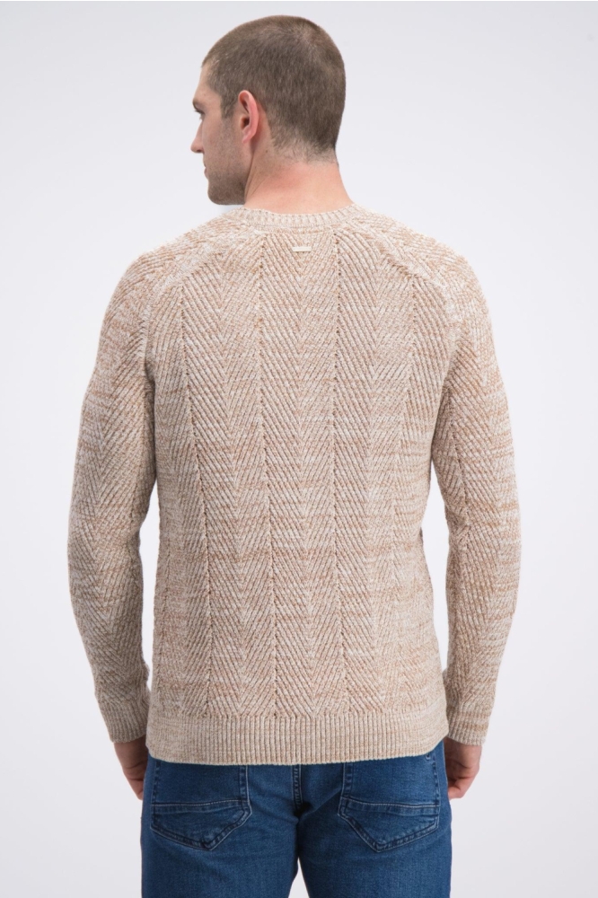 Gabbiano beige heren trui | Model achteraanzicht