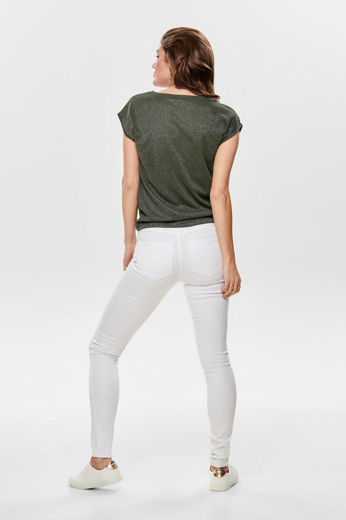 onlsilvery s/s v neck lurex top jrs 15136069 only t-shirt kalamata