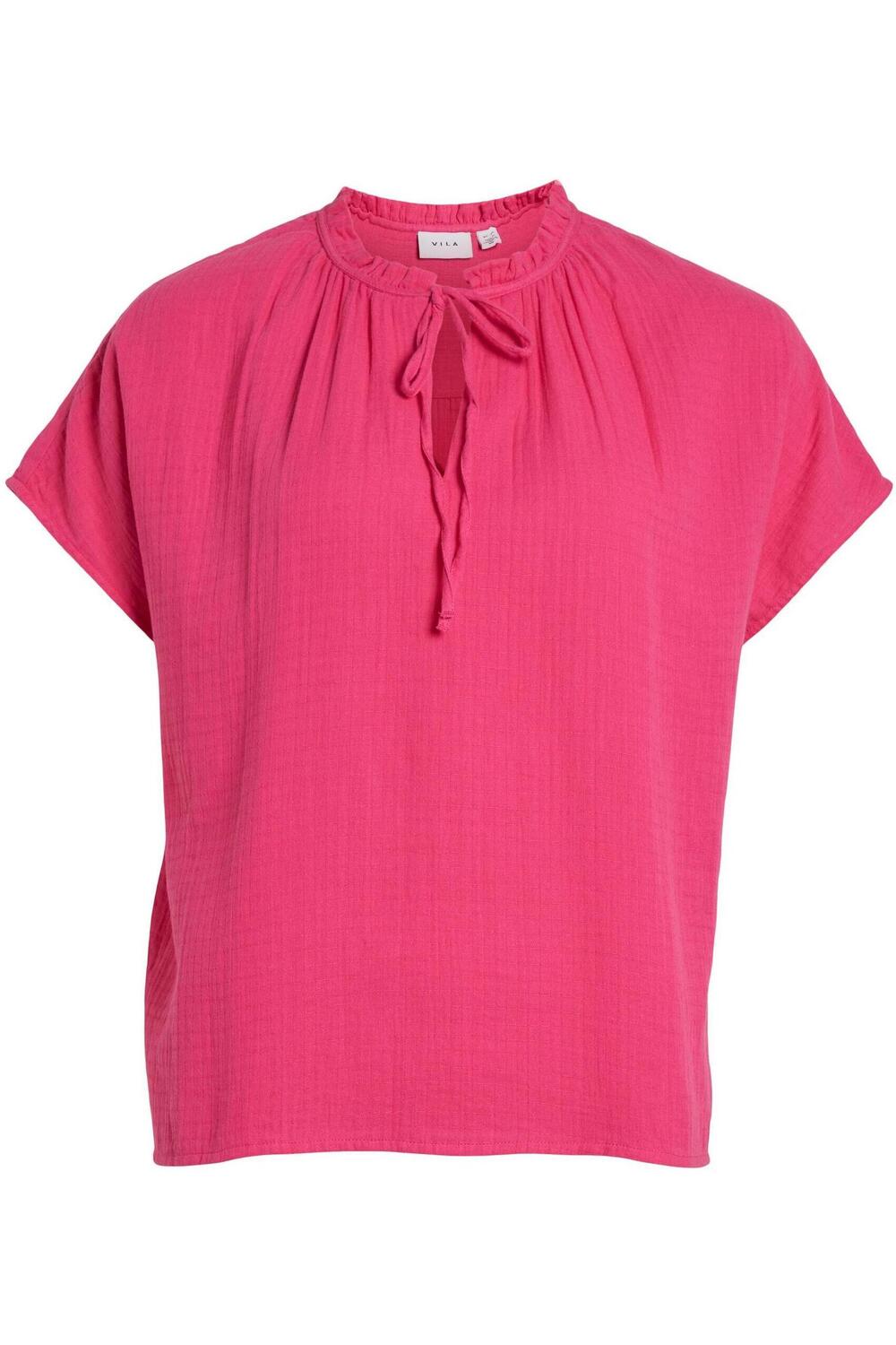 vilania new v-neck s/s top 14085207 vila t-shirt pink yarrow