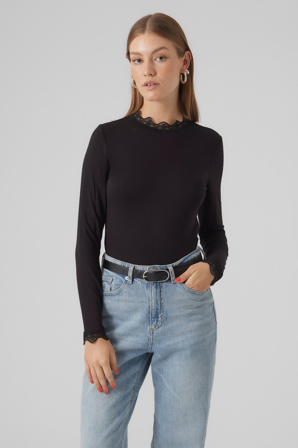 vmrosa ls highneck top jrs noos 10295141 vero moda t-shirt black