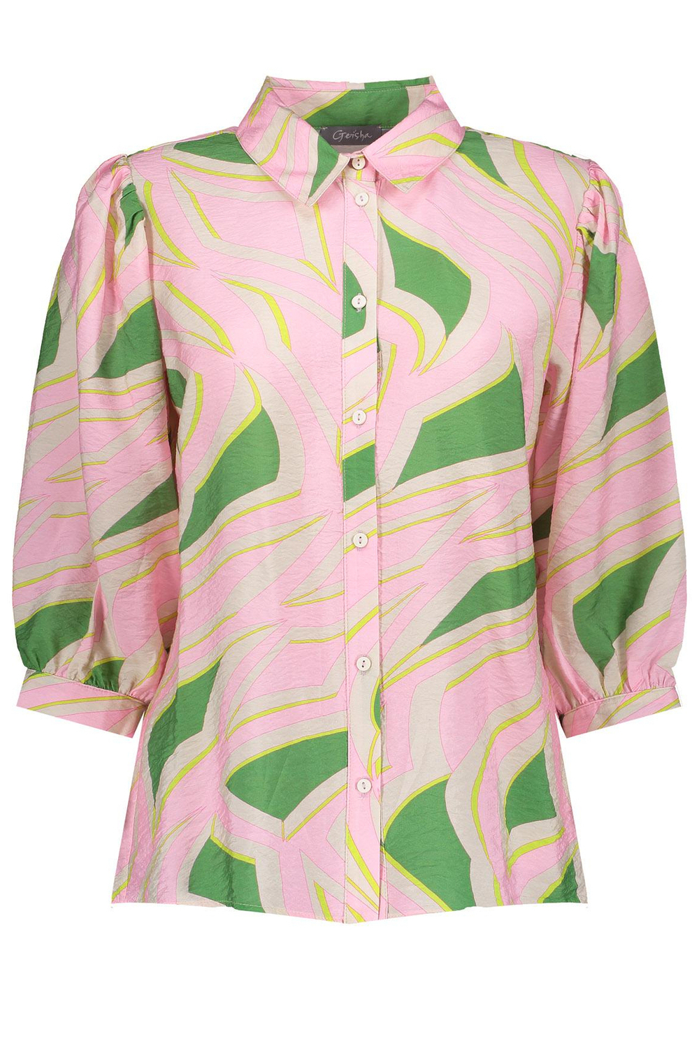 lijn Oriëntatiepunt combineren blouse 33220-20 geisha blouse green/light pink combi