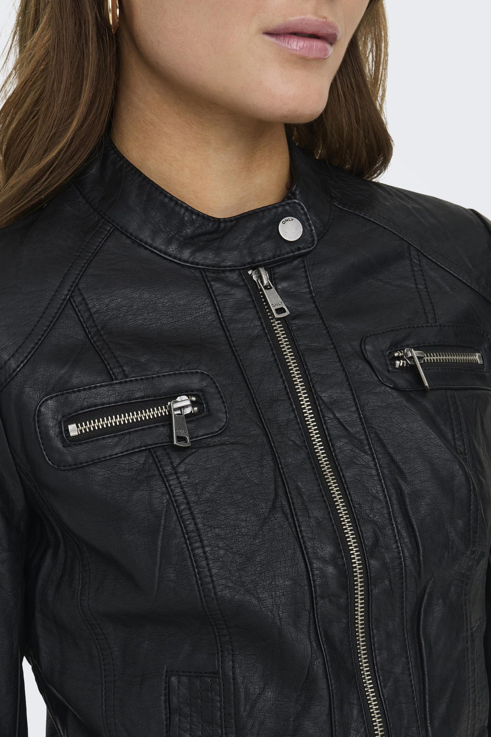 Beschrijven Australië zakdoek onlbandit faux leather biker otw noos 15081400 only jas black