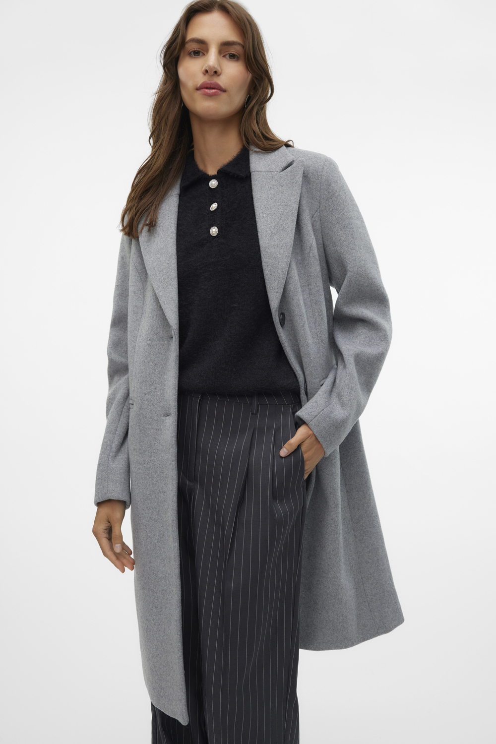 Vero moda grey wool coat hotsell
