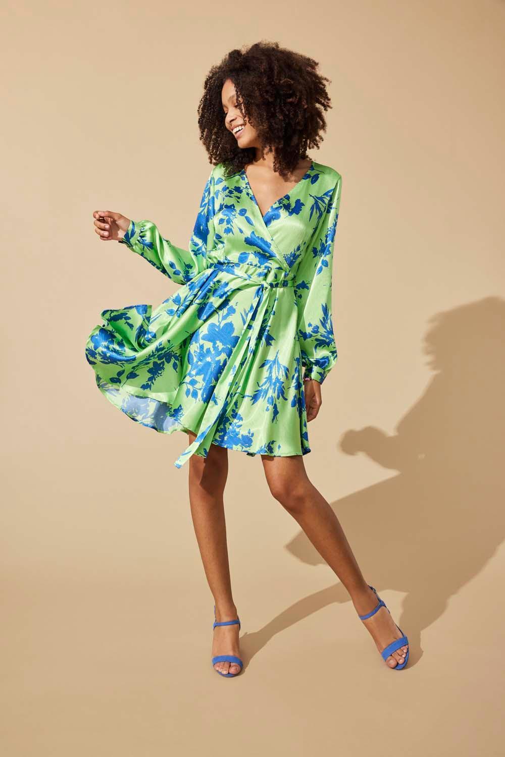 houten Bevriezen aankunnen onlsummer l/s wrap dress ptm 15292716 only jurk summer green/occ botani