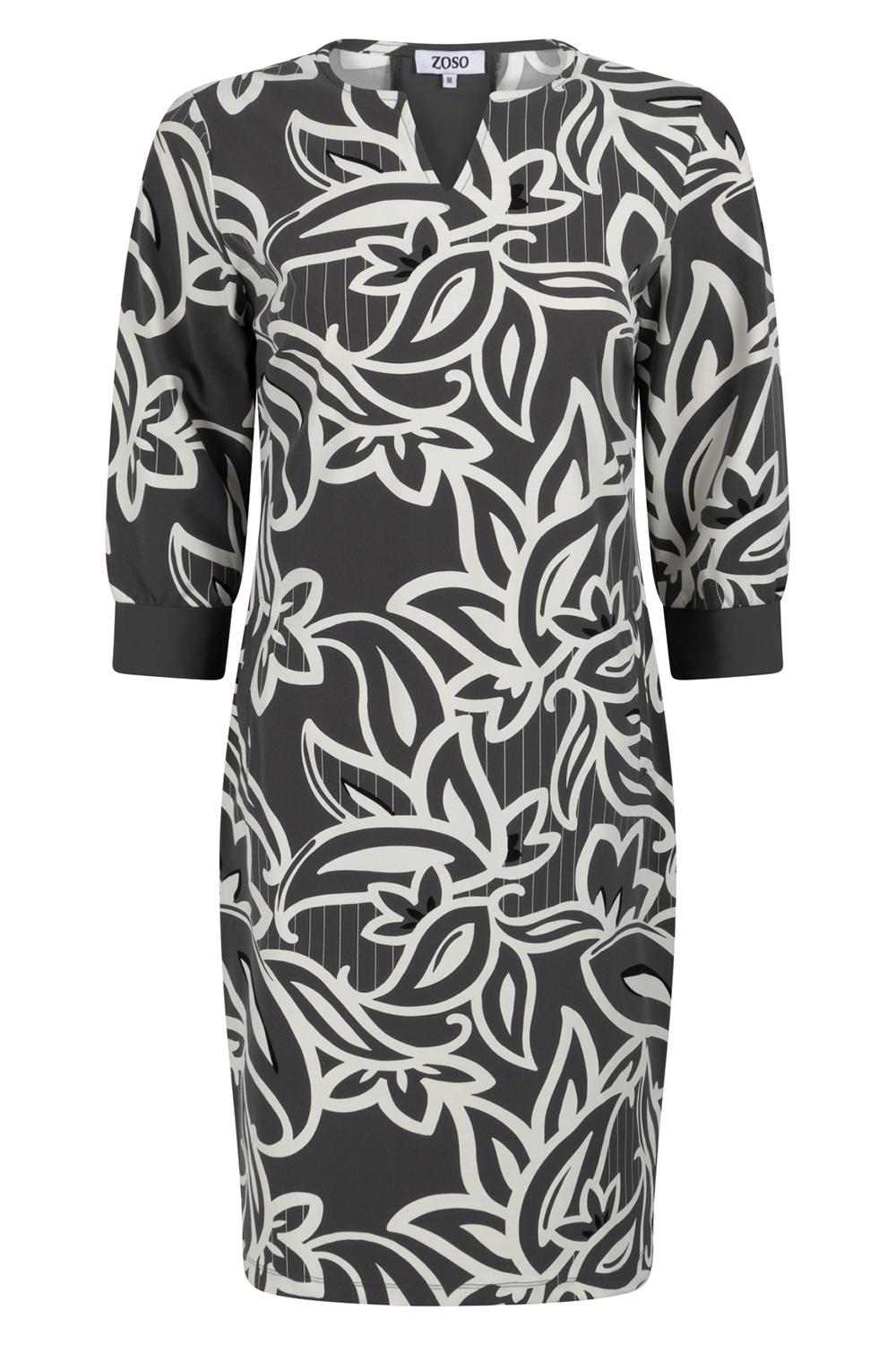 sarah printed travel dress 244 zoso jurk 1140 black ivory