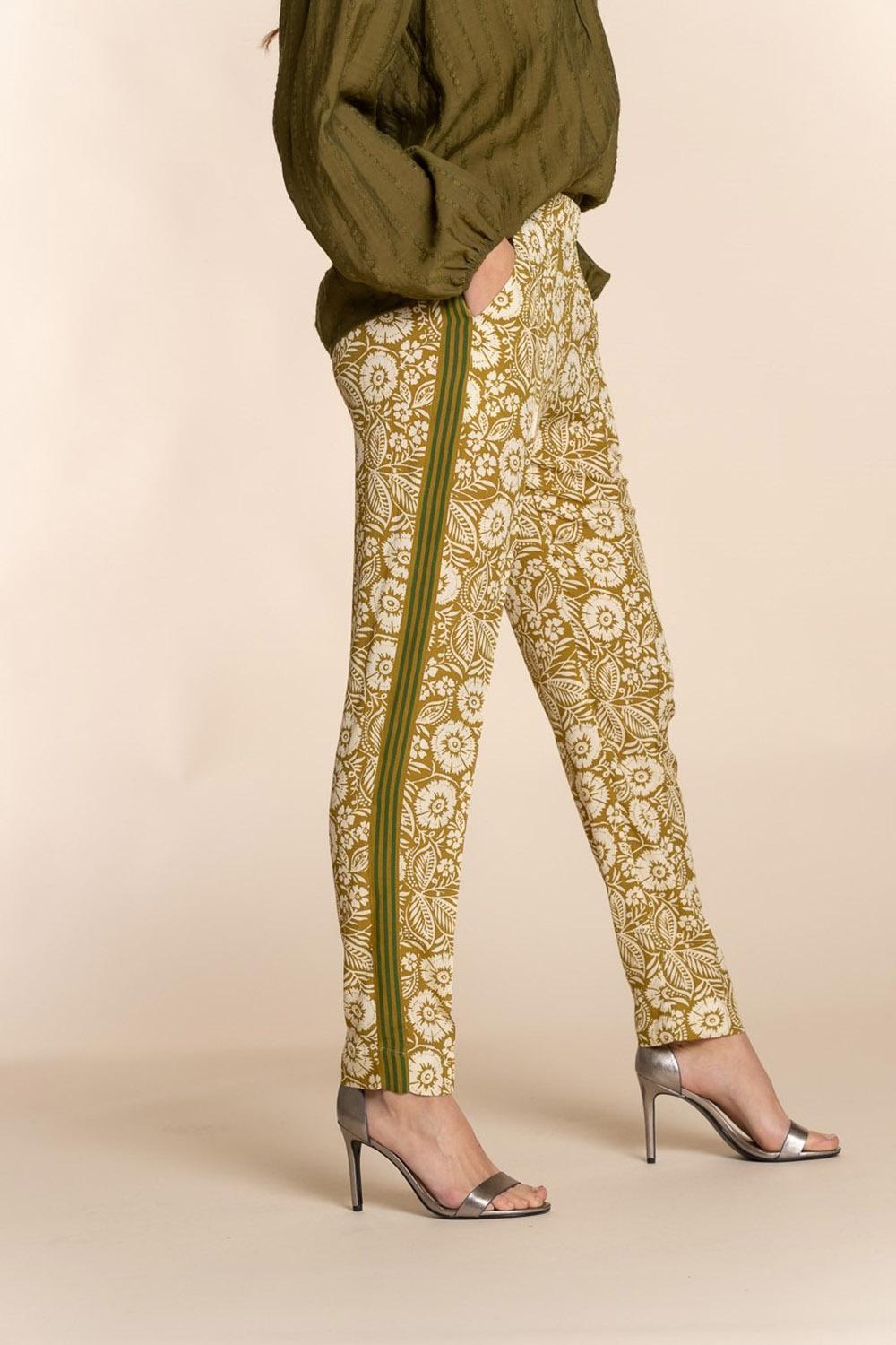 broek nature print 21151 20 geisha broek olive green combi
