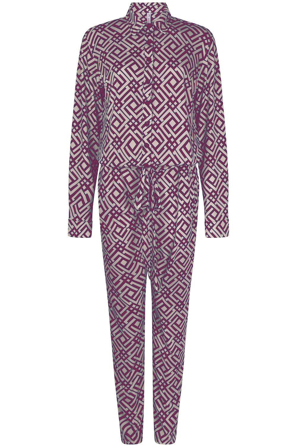 marcy printed jumpsuit 224 zoso jumpsuit ruby red/ oatmeal